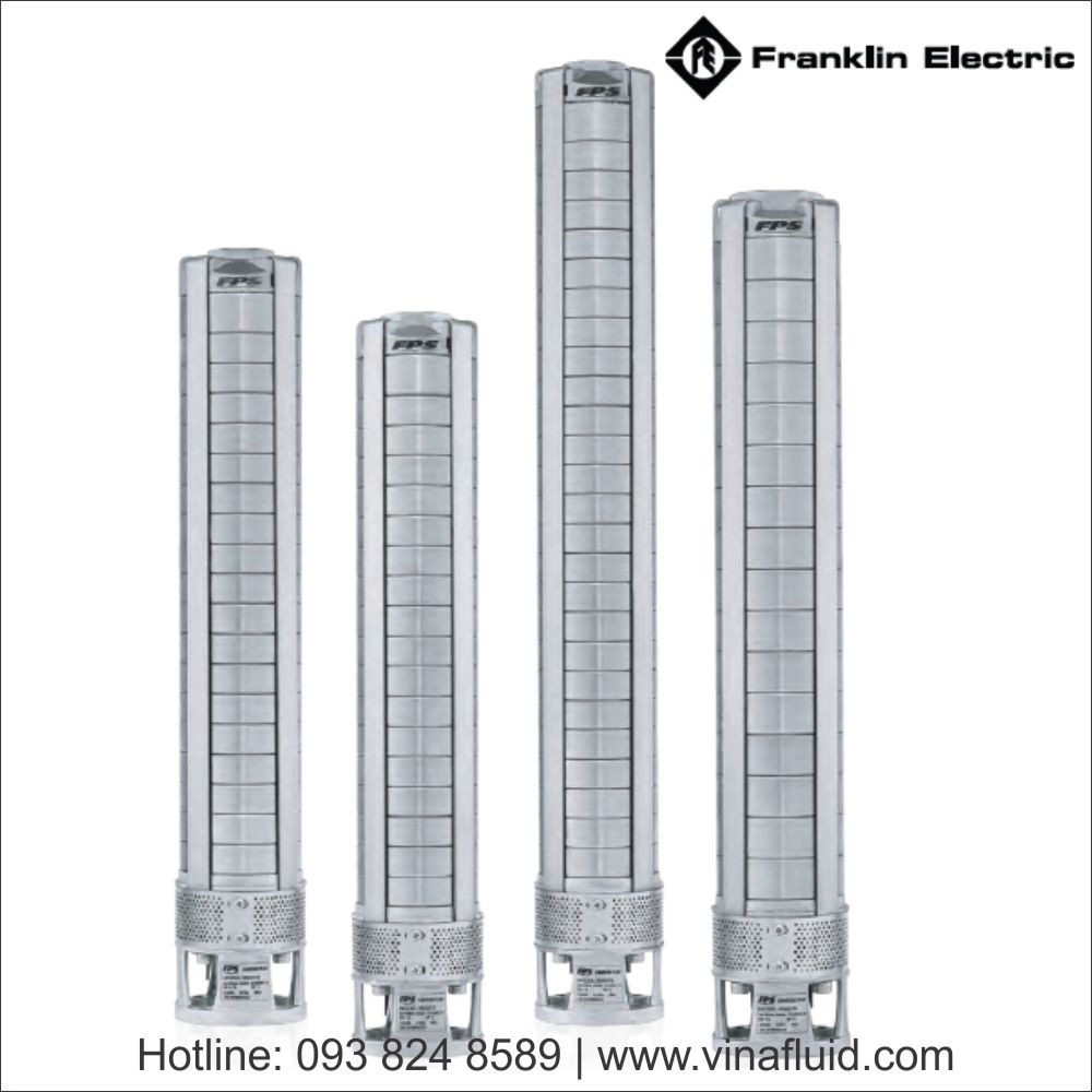 Bơm chìm giếng khoan Franklin 4 inch FPS SSI cánh Inox 304